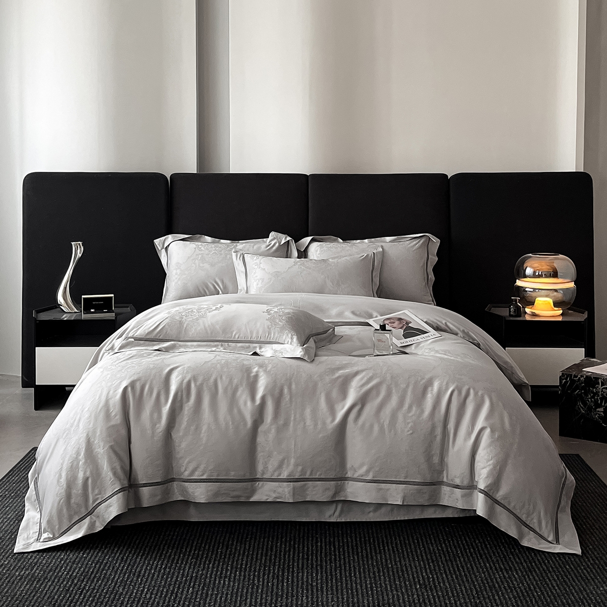 91家纺网 家纺一手货源 找家纺 置顶家纺 2025新款维纳斯系列亲肤提花四件套 维纳斯-山灰