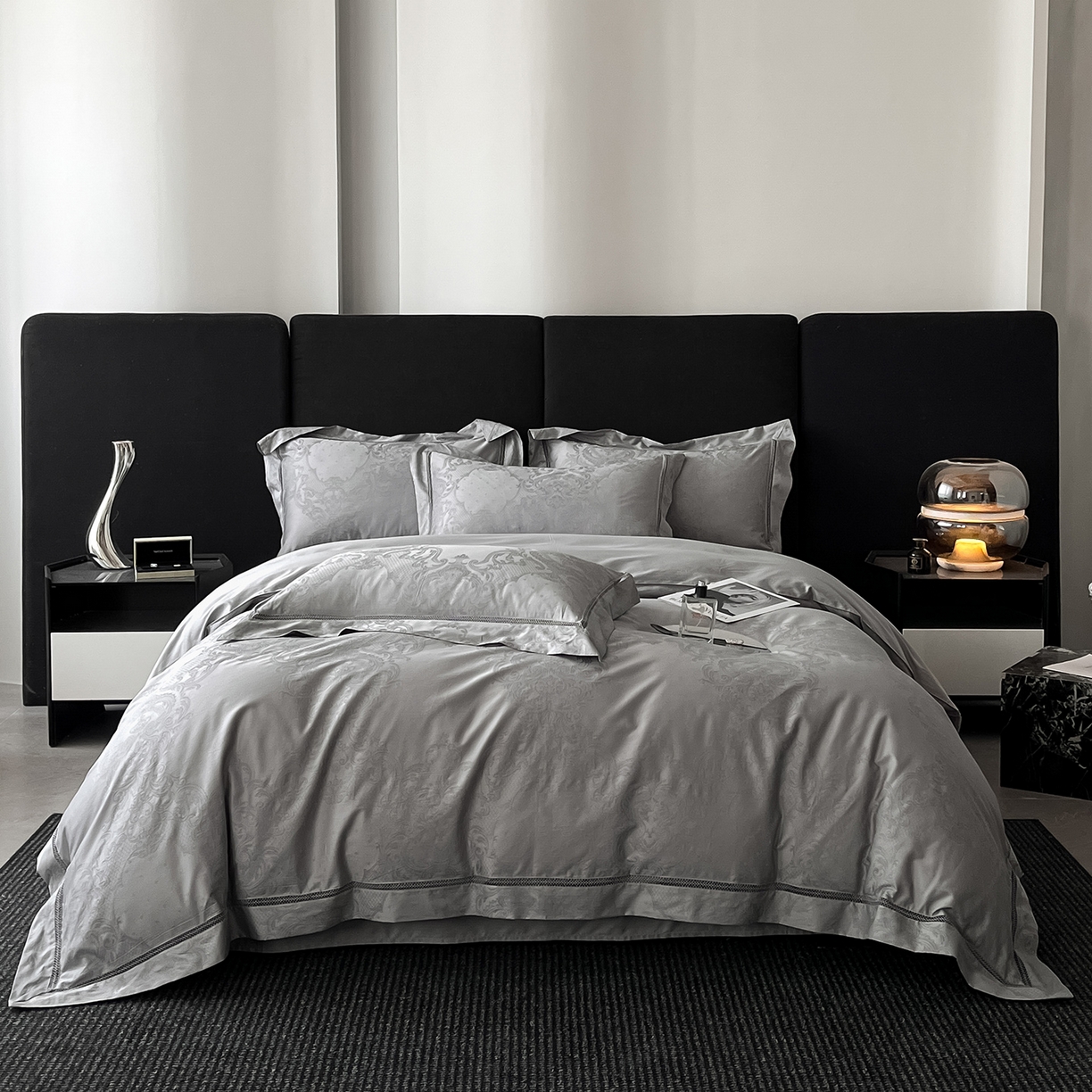 91家纺网 家纺一手货源 找家纺 置顶家纺 2025新款维纳斯系列亲肤提花四件套 维纳斯-高级灰