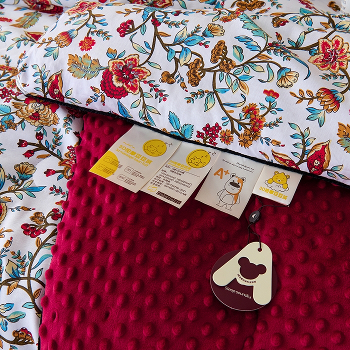 91家纺网 家纺一手货源 找家纺 小鱼儿家纺 2025新款全棉豆豆被冬被被子 花轿百媚-红