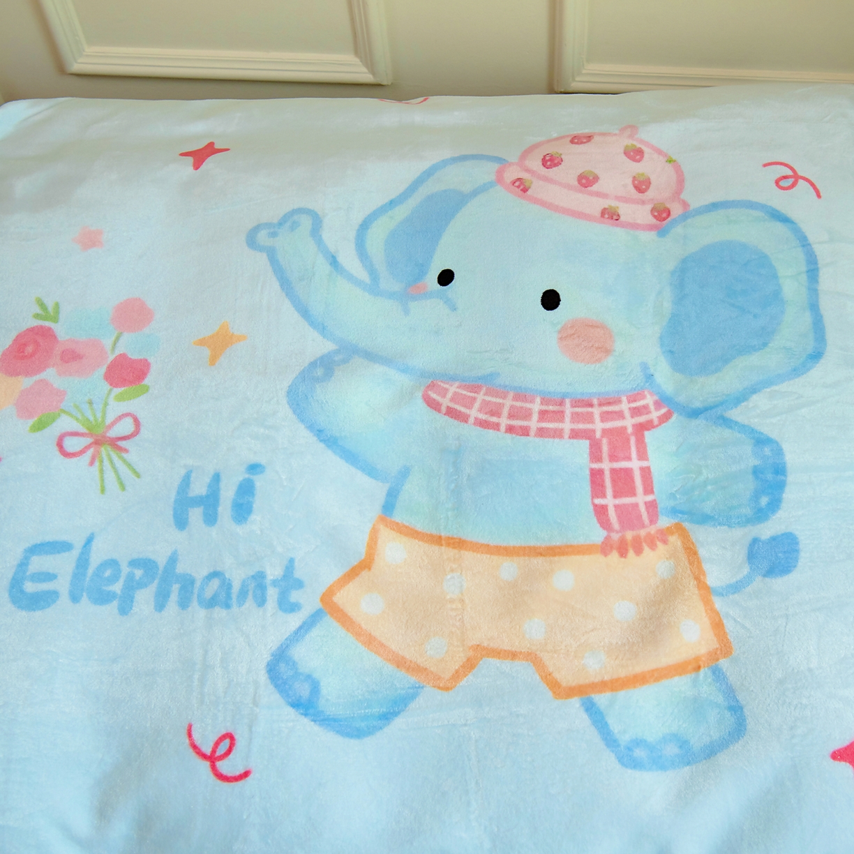 91家纺网 家纺一手货源 找家纺 梵赫 2025新款加厚大版原创数码印花幼儿园儿童枕套 小象贝贝