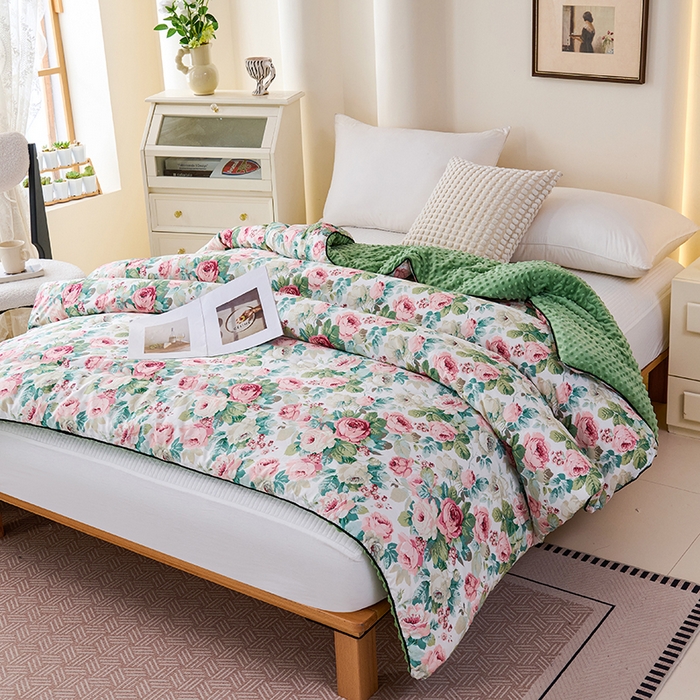 小鱼儿家纺 2025新款全棉豆豆被冬被被子 浪漫花舞