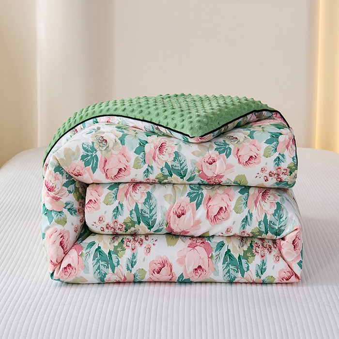 91家纺网 家纺一手货源 找家纺 小鱼儿家纺 2025新款全棉豆豆被冬被被子 浪漫花舞