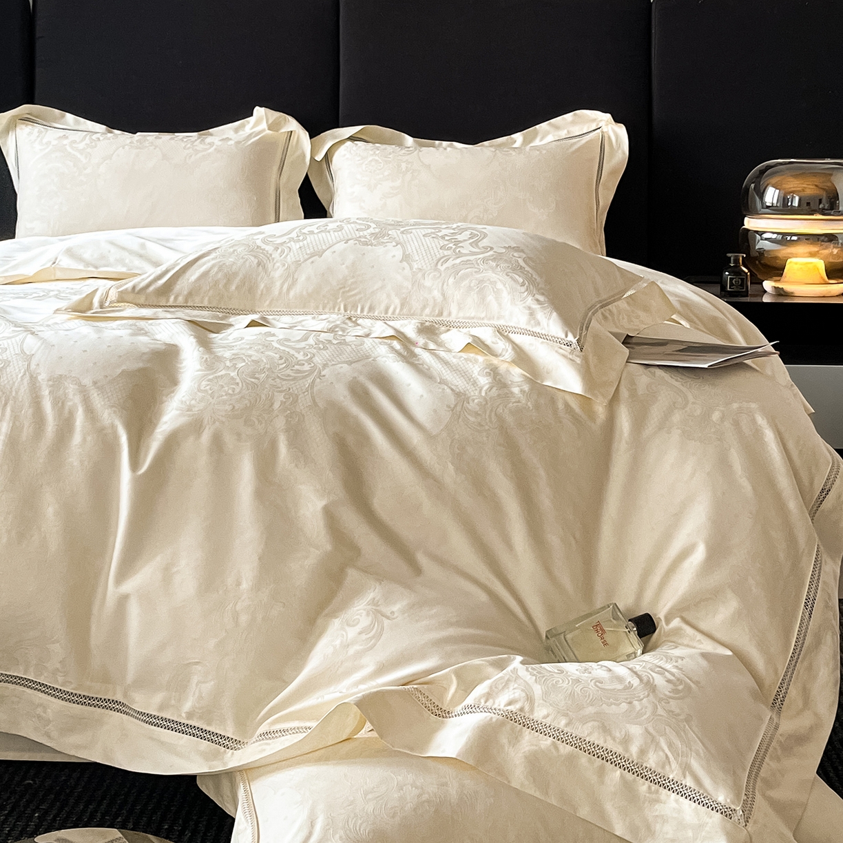 91家纺网 家纺一手货源 找家纺 置顶家纺 2025新款维纳斯系列亲肤提花四件套 维纳斯-象牙白