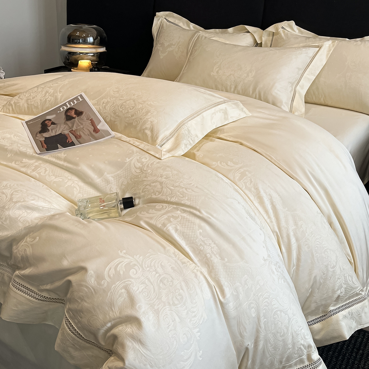 91家纺网 家纺一手货源 找家纺 置顶家纺 2025新款维纳斯系列亲肤提花四件套 维纳斯-象牙白