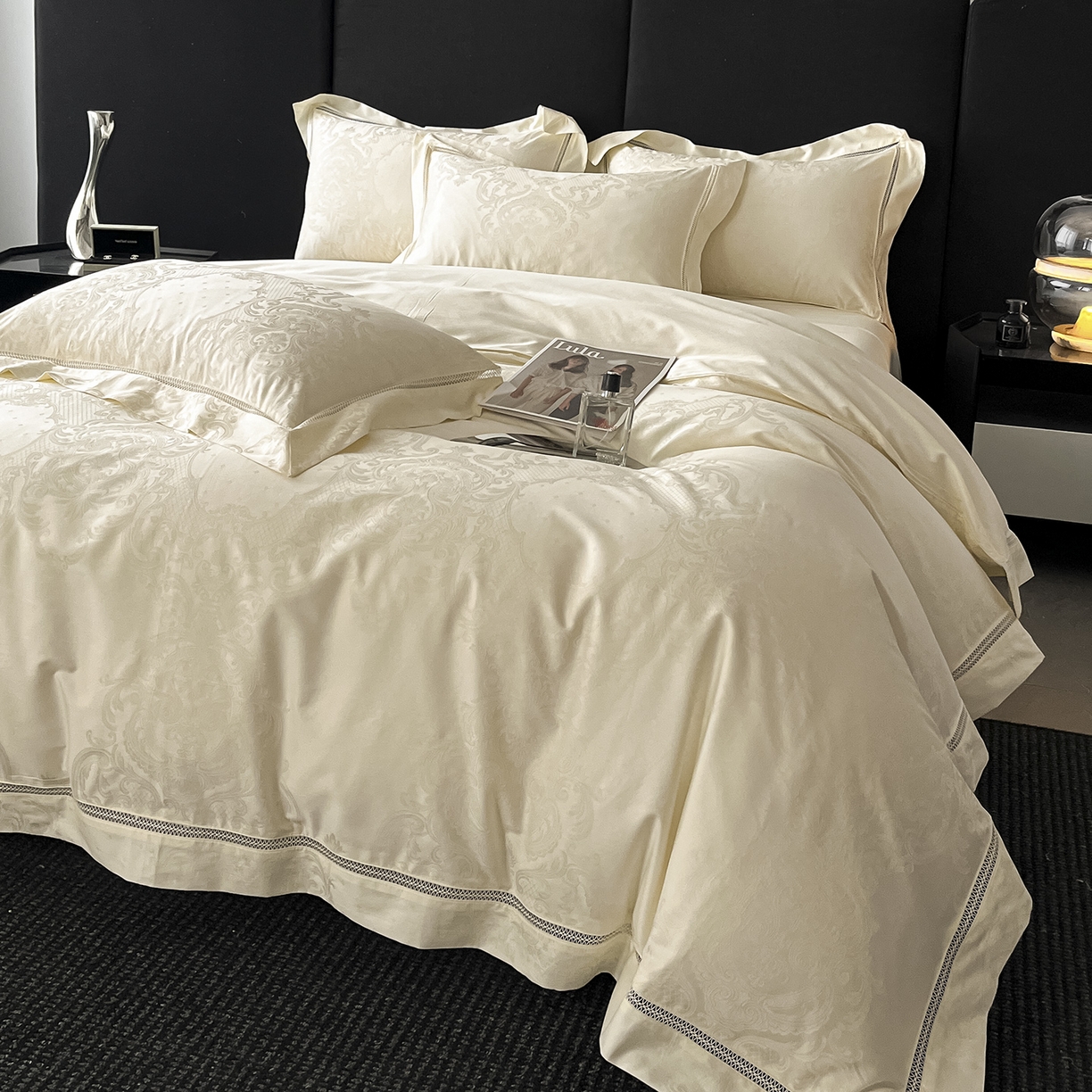 置顶家纺 2025新款维纳斯系列亲肤提花四件套 维纳斯-象牙白