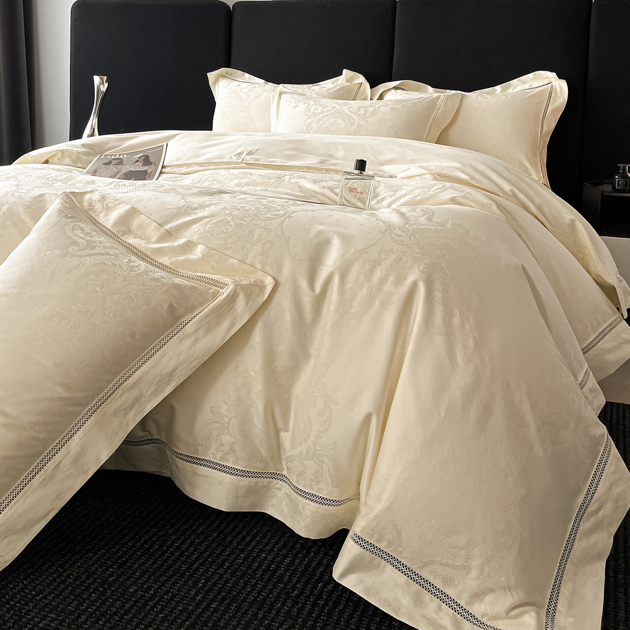 91家纺网 家纺一手货源 找家纺 置顶家纺 2025新款维纳斯系列亲肤提花四件套 维纳斯-象牙白