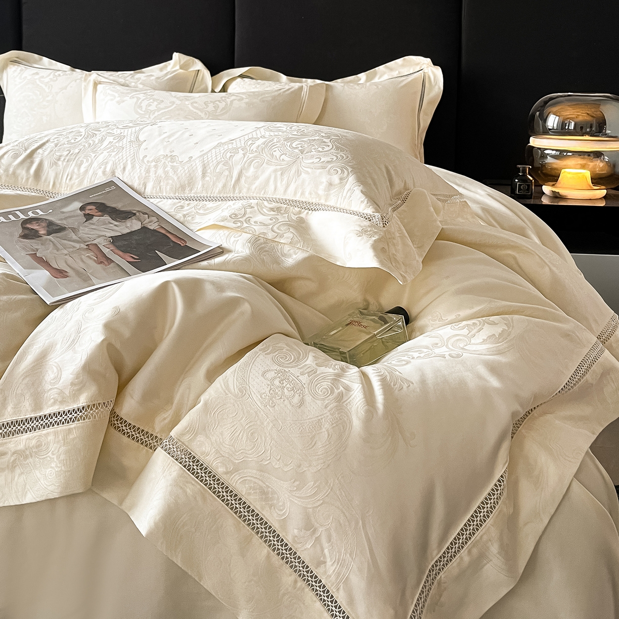 91家纺网 家纺一手货源 找家纺 置顶家纺 2025新款维纳斯系列亲肤提花四件套 维纳斯-象牙白