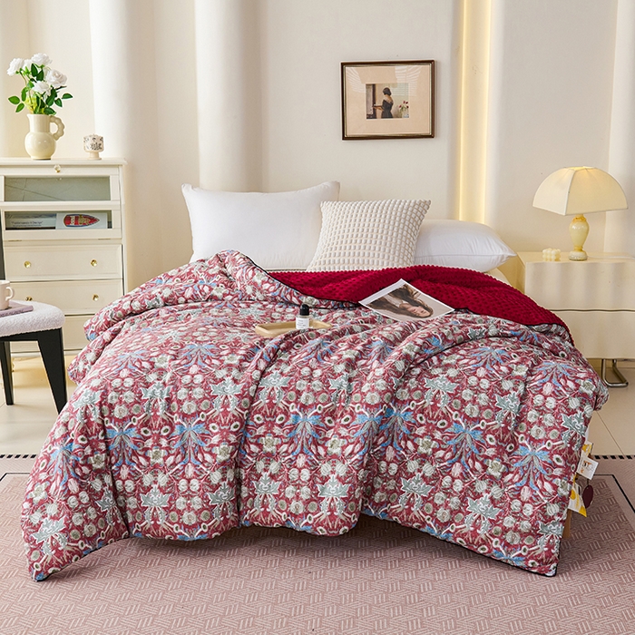 91家纺网 家纺一手货源 找家纺 小鱼儿家纺 2025新款全棉豆豆被冬被被子 曼德拉-红