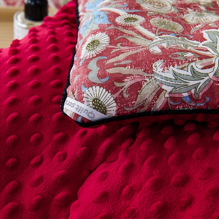 91家纺网 家纺一手货源 找家纺 小鱼儿家纺 2025新款全棉豆豆被冬被被子 曼德拉-红