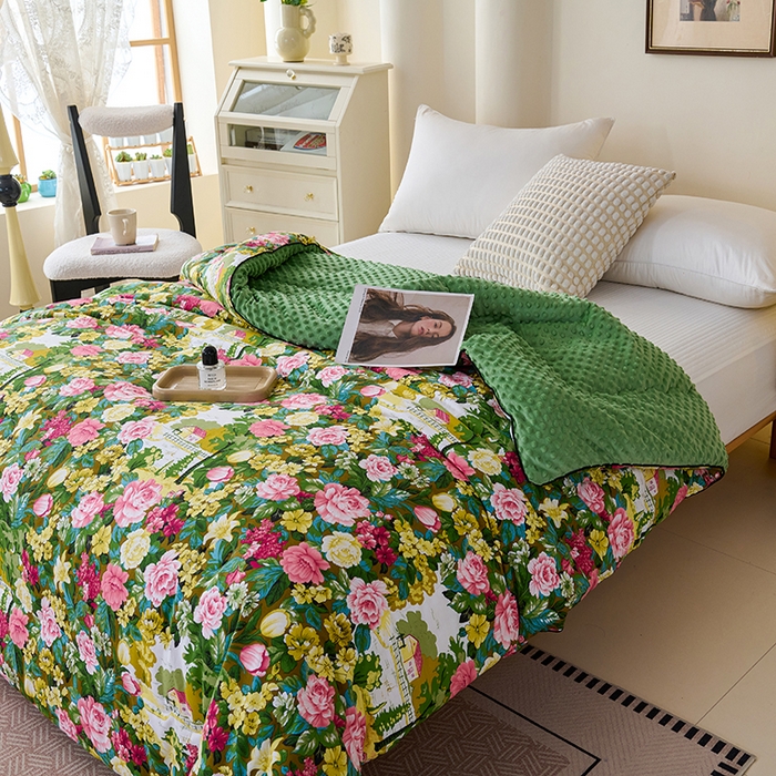 91家纺网 家纺一手货源 找家纺 小鱼儿家纺 2025新款全棉豆豆被冬被被子 莫奈花园