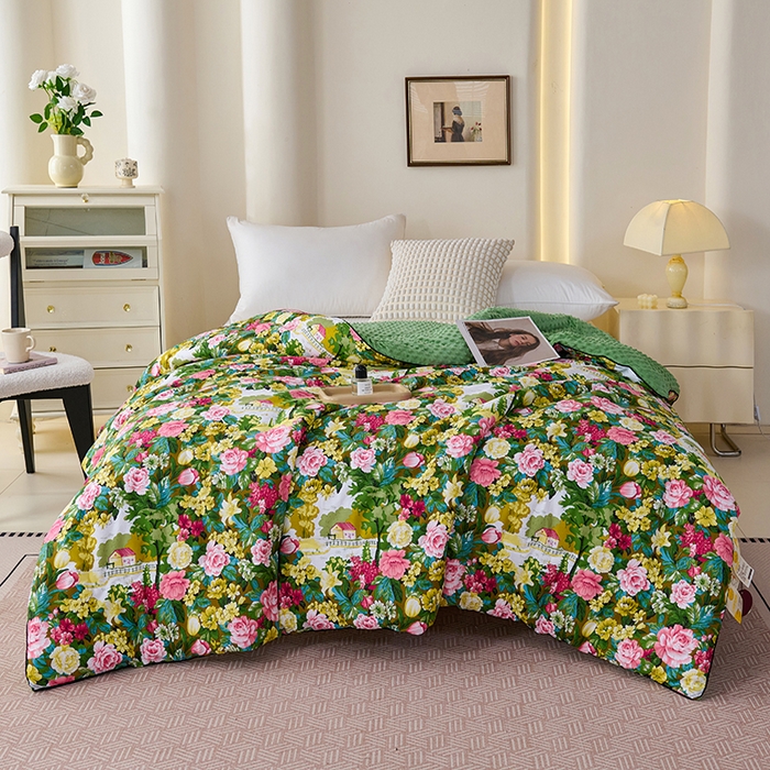 91家纺网 家纺一手货源 找家纺 小鱼儿家纺 2025新款全棉豆豆被冬被被子 莫奈花园