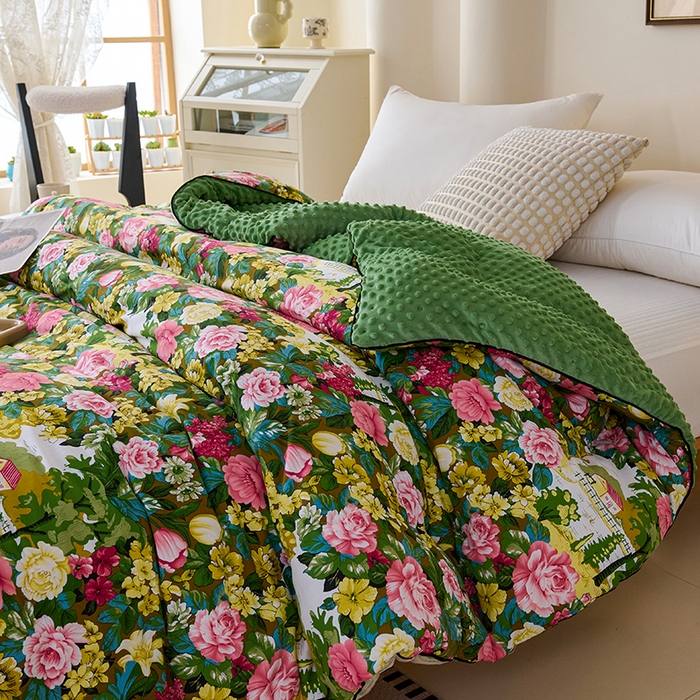 91家纺网 家纺一手货源 找家纺 小鱼儿家纺 2025新款全棉豆豆被冬被被子 莫奈花园