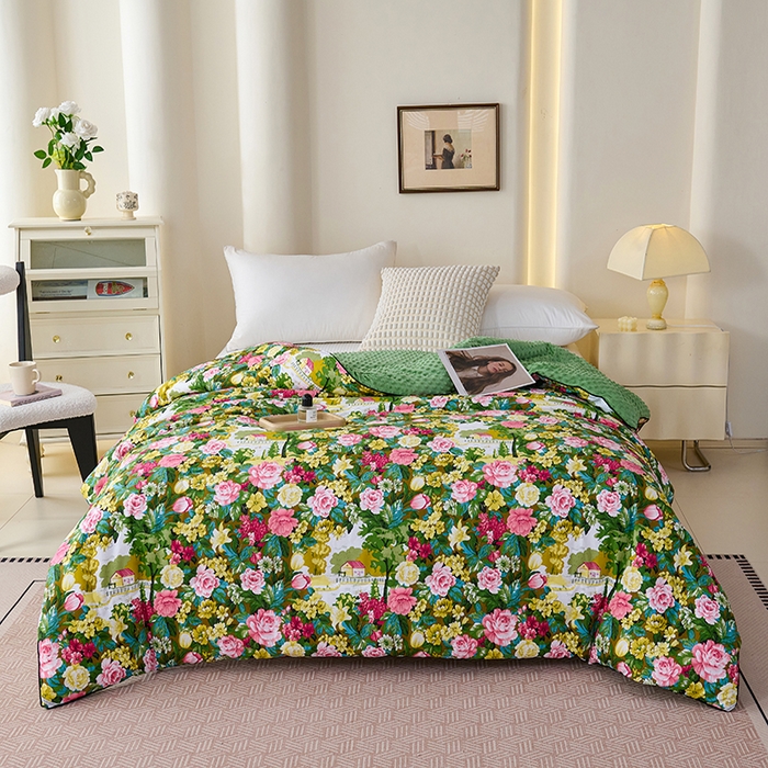 91家纺网 家纺一手货源 找家纺 小鱼儿家纺 2025新款全棉豆豆被冬被被子 莫奈花园