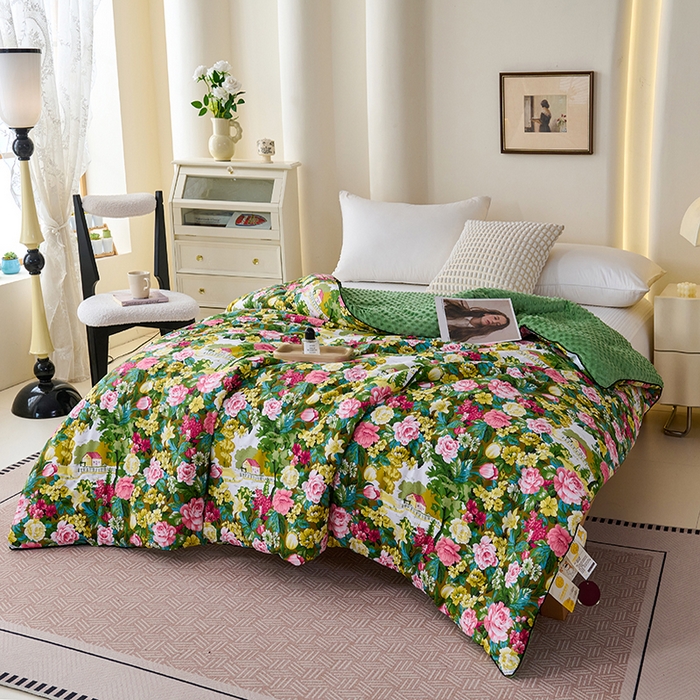 91家纺网 家纺一手货源 找家纺 小鱼儿家纺 2025新款全棉豆豆被冬被被子 莫奈花园