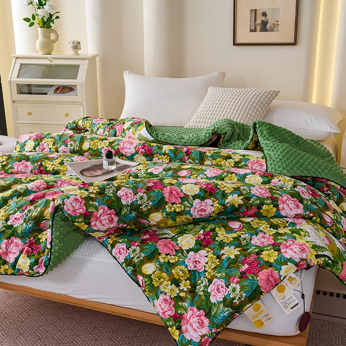 91家纺网 家纺一手货源 找家纺 小鱼儿家纺 2025新款全棉豆豆被冬被被子 莫奈花园