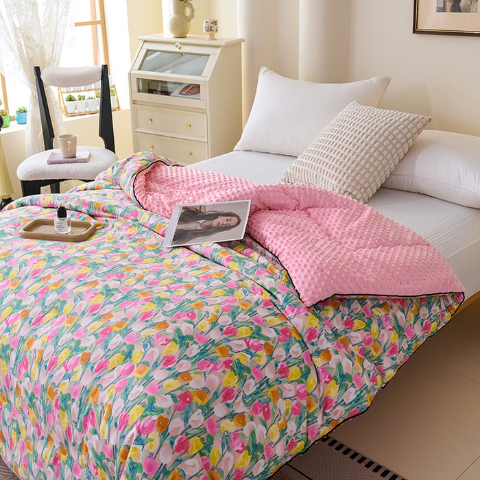 91家纺网 家纺一手货源 找家纺 小鱼儿家纺 2025新款全棉豆豆被冬被被子 郁金香