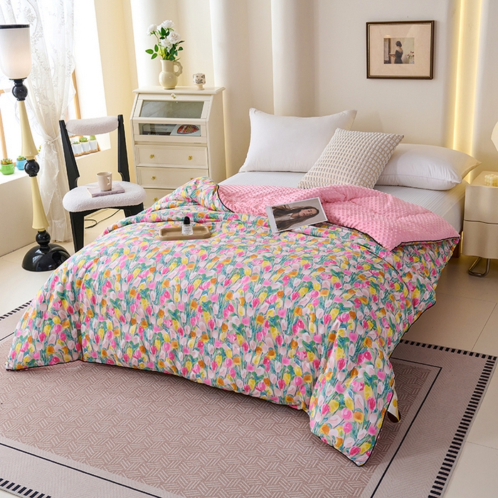 91家纺网 家纺一手货源 找家纺 小鱼儿家纺 2025新款全棉豆豆被冬被被子 郁金香