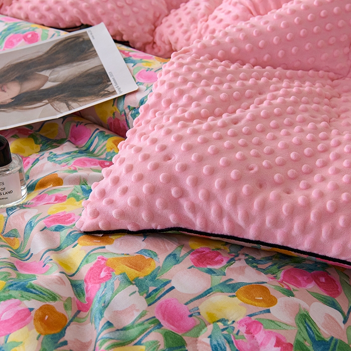 91家纺网 家纺一手货源 找家纺 小鱼儿家纺 2025新款全棉豆豆被冬被被子 郁金香