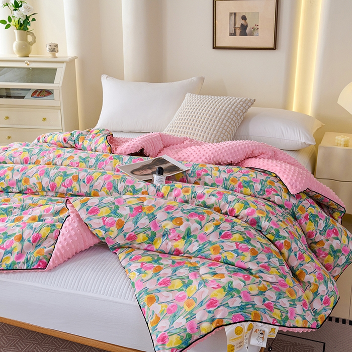 91家纺网 家纺一手货源 找家纺 小鱼儿家纺 2025新款全棉豆豆被冬被被子 郁金香