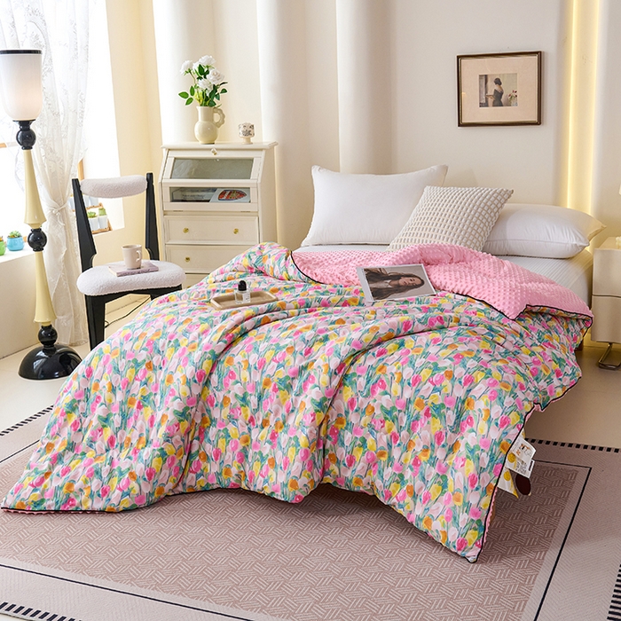 91家纺网 家纺一手货源 找家纺 小鱼儿家纺 2025新款全棉豆豆被冬被被子 郁金香