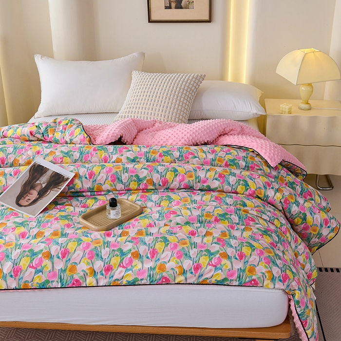 91家纺网 家纺一手货源 找家纺 小鱼儿家纺 2025新款全棉豆豆被冬被被子 郁金香