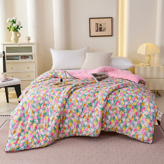 91家纺网 家纺一手货源 找家纺 小鱼儿家纺 2025新款全棉豆豆被冬被被子 郁金香