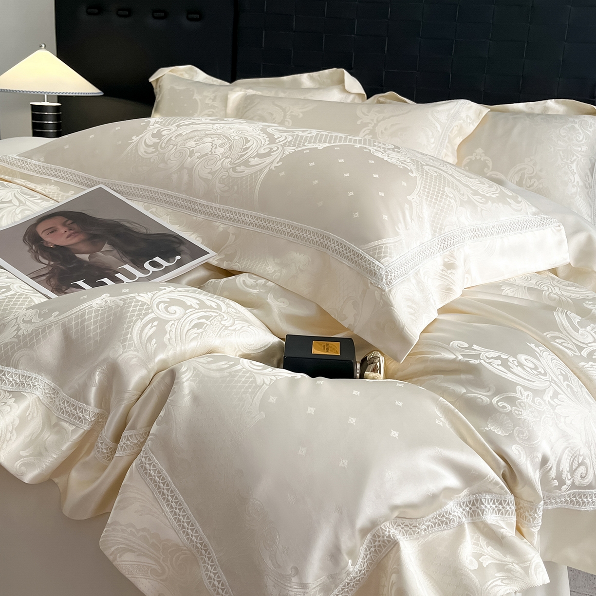 91家纺网 家纺一手货源 找家纺 置顶家纺 2025新款维纳斯系列亲肤提花四件套-实拍 维纳斯-奶昔白