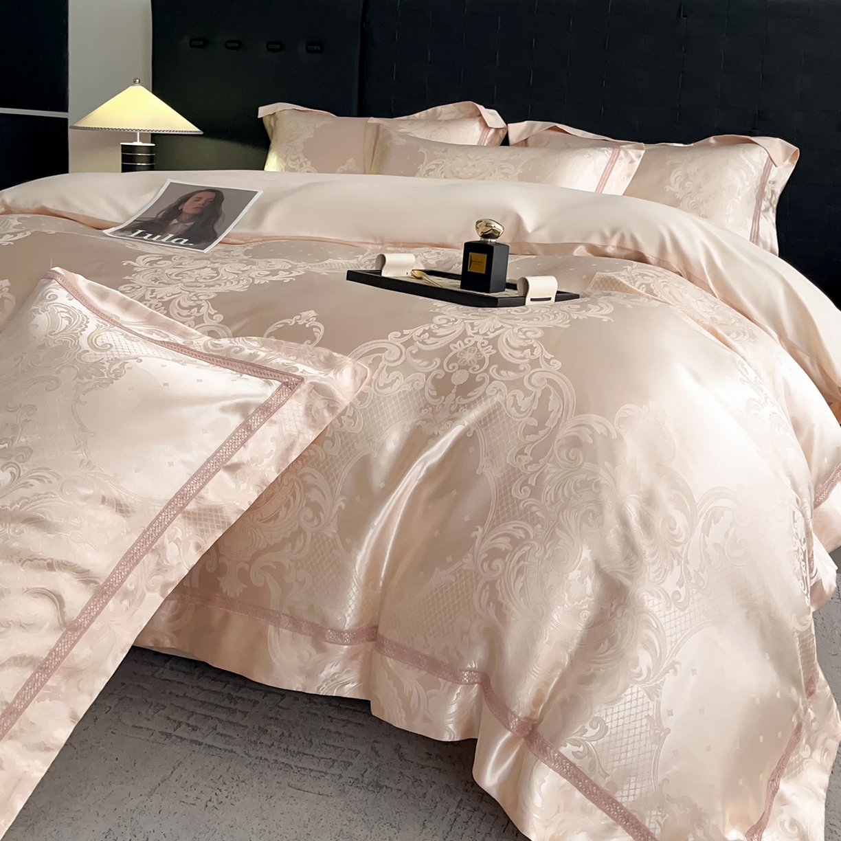 91家纺网 家纺一手货源 找家纺 置顶家纺 2025新款维纳斯系列亲肤提花四件套-实拍 维纳斯-玉色