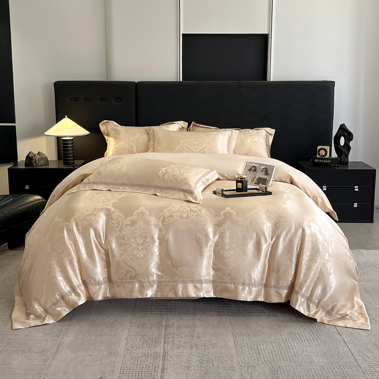 置顶家纺 2025新款维纳斯系列亲肤提花四件套-实拍 维纳斯-浅香槟