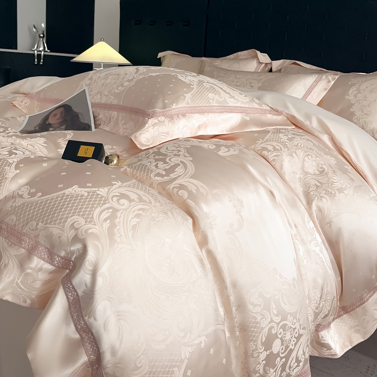 91家纺网 家纺一手货源 找家纺 置顶家纺 2025新款维纳斯系列亲肤提花四件套-实拍 维纳斯-玉色