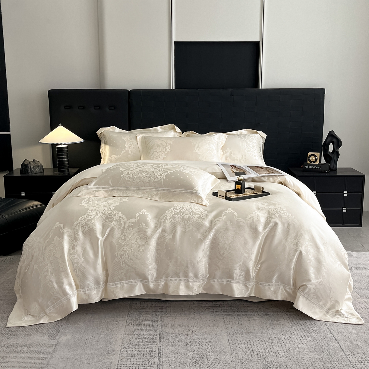 91家纺网 家纺一手货源 找家纺 置顶家纺 2025新款维纳斯系列亲肤提花四件套-实拍 维纳斯-奶昔白