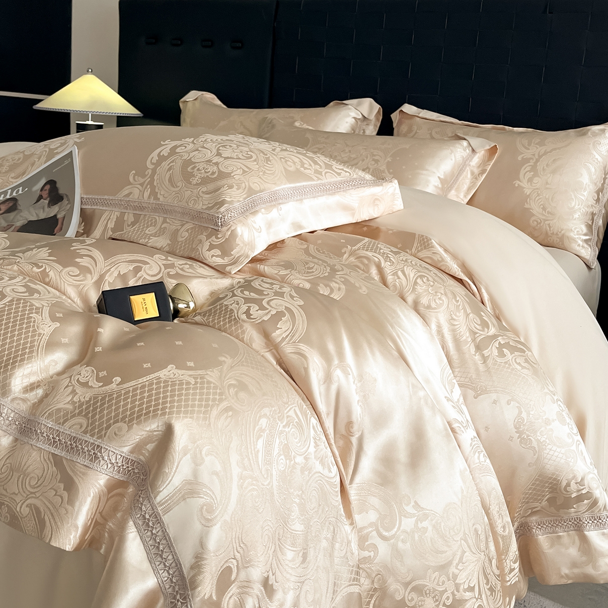 91家纺网 家纺一手货源 找家纺 置顶家纺 2025新款维纳斯系列亲肤提花四件套-实拍 维纳斯-浅香槟