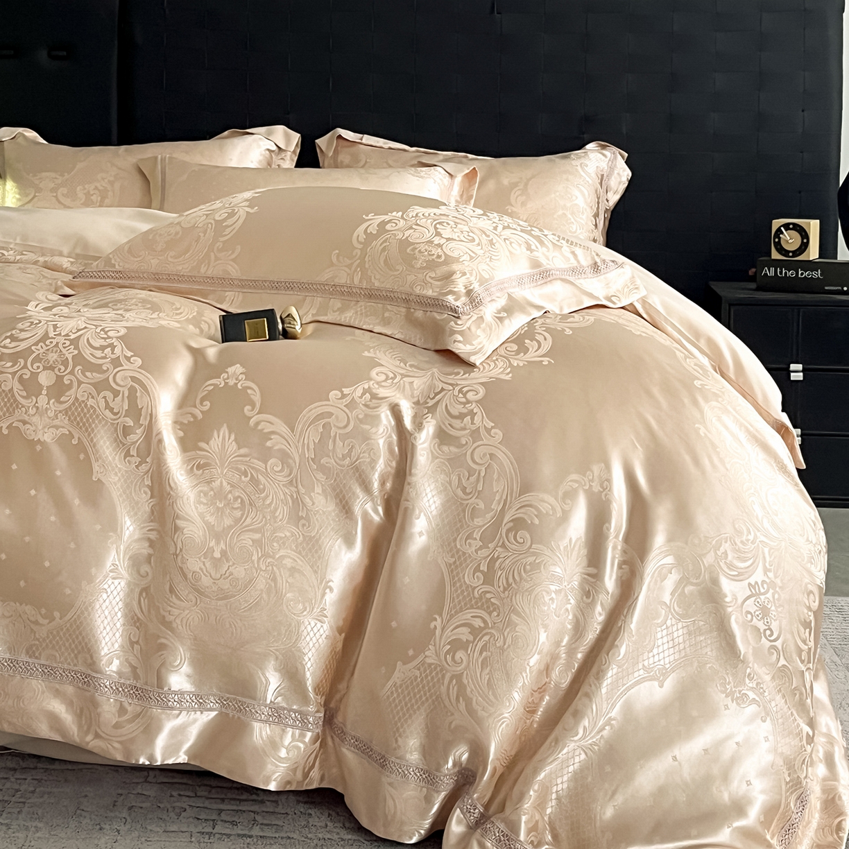 91家纺网 家纺一手货源 找家纺 置顶家纺 2025新款维纳斯系列亲肤提花四件套-实拍 维纳斯-浅香槟