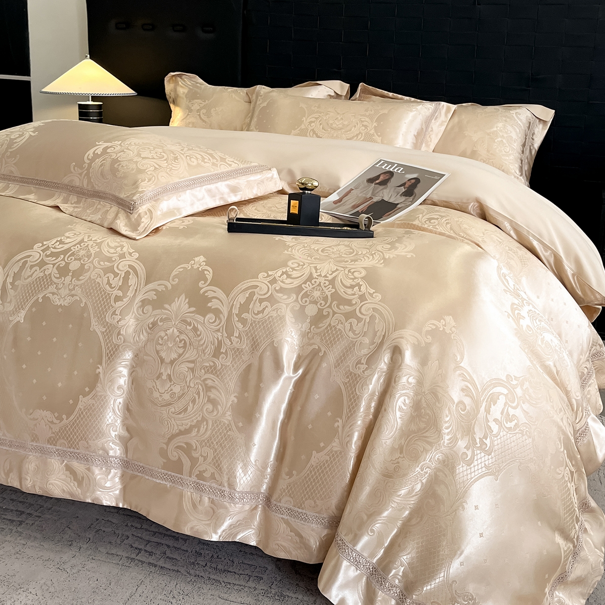 91家纺网 家纺一手货源 找家纺 置顶家纺 2025新款维纳斯系列亲肤提花四件套-实拍 维纳斯-浅香槟