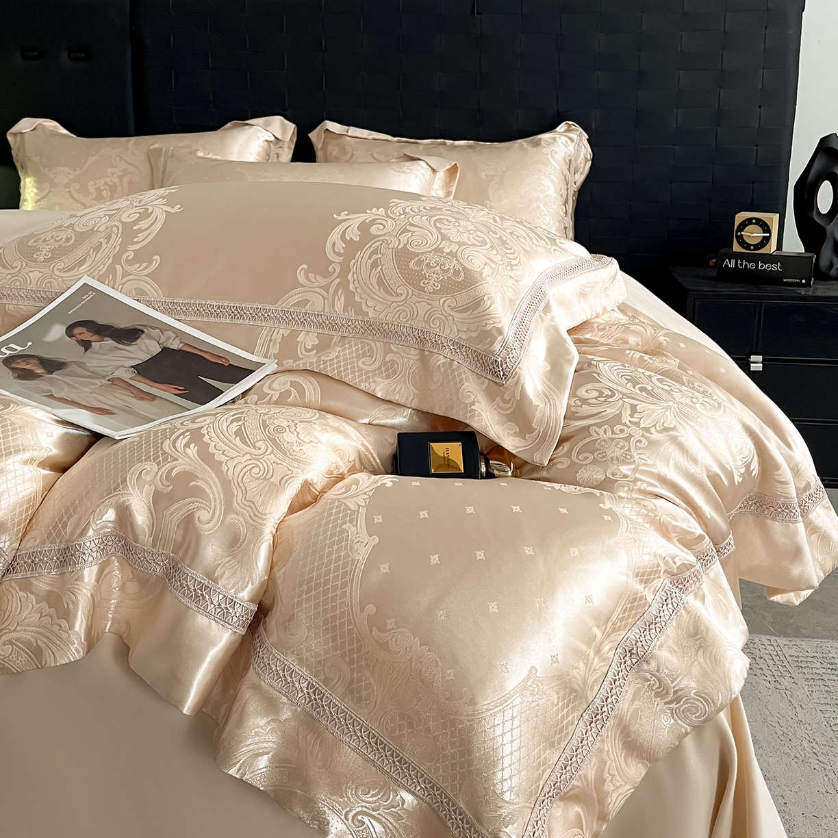 91家纺网 家纺一手货源 找家纺 置顶家纺 2025新款维纳斯系列亲肤提花四件套-实拍 维纳斯-浅香槟