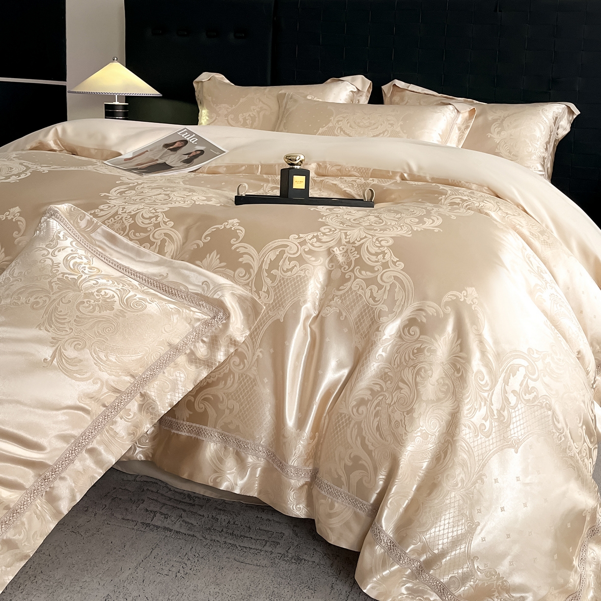 91家纺网 家纺一手货源 找家纺 置顶家纺 2025新款维纳斯系列亲肤提花四件套-实拍 维纳斯-浅香槟