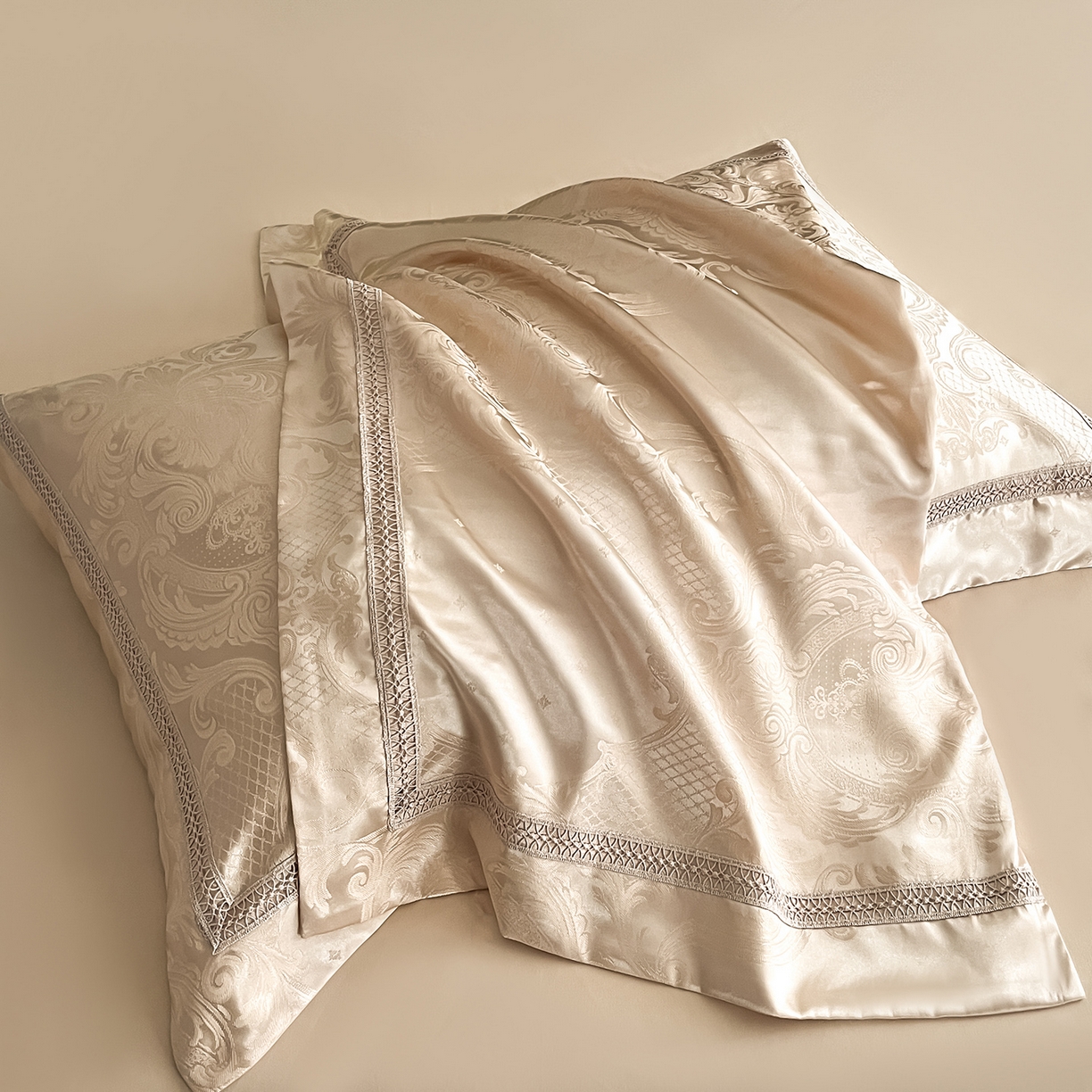 91家纺网 家纺一手货源 找家纺 置顶家纺 2025新款维纳斯系列亲肤提花四件套-实拍 维纳斯-浅香槟