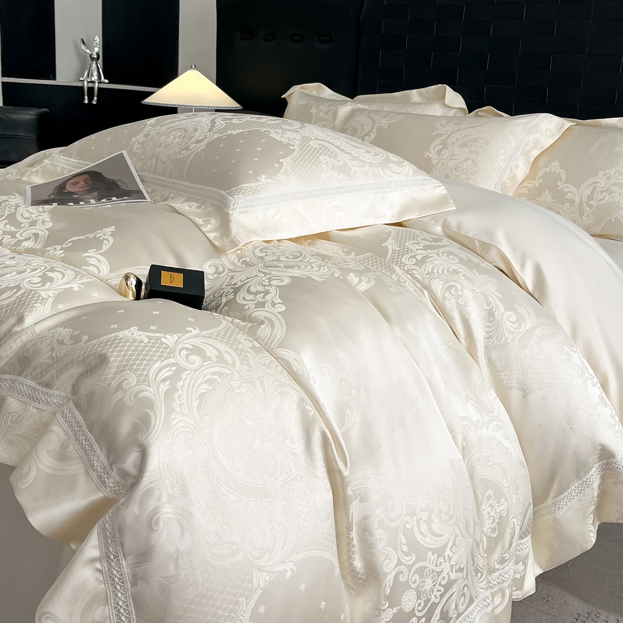 91家纺网 家纺一手货源 找家纺 置顶家纺 2025新款维纳斯系列亲肤提花四件套-实拍 维纳斯-奶昔白