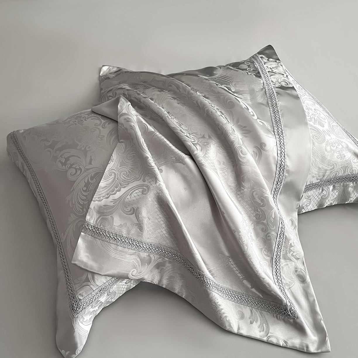 91家纺网 家纺一手货源 找家纺 置顶家纺 2025新款维纳斯系列亲肤提花四件套-实拍 维纳斯-山灰