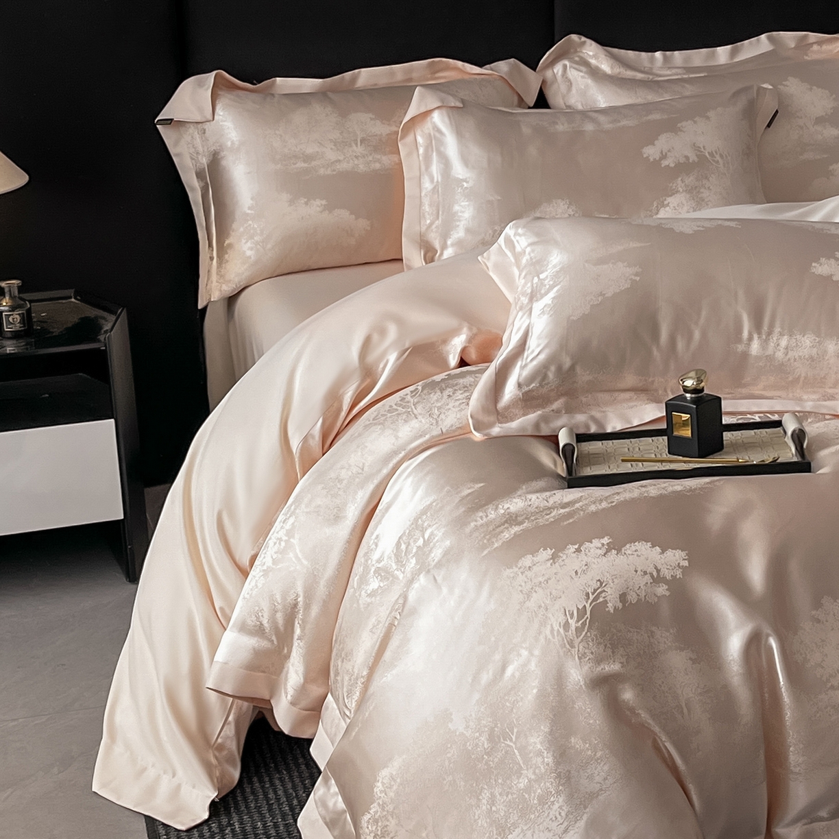 91家纺网 家纺一手货源 找家纺 置顶家纺 2025新款欧若拉亲肤提花四件套 欧若拉-玉