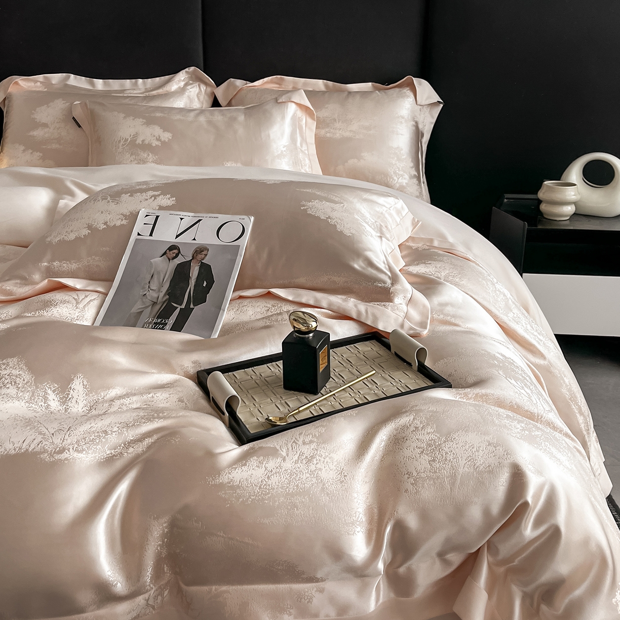 91家纺网 家纺一手货源 找家纺 置顶家纺 2025新款欧若拉亲肤提花四件套 欧若拉-玉