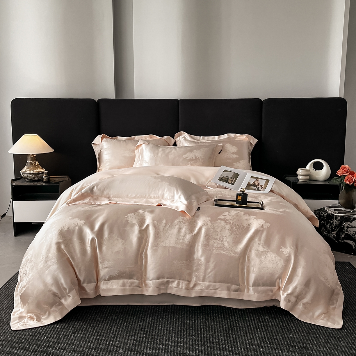 置顶家纺 2025新款欧若拉亲肤提花四件套 欧若拉-玉