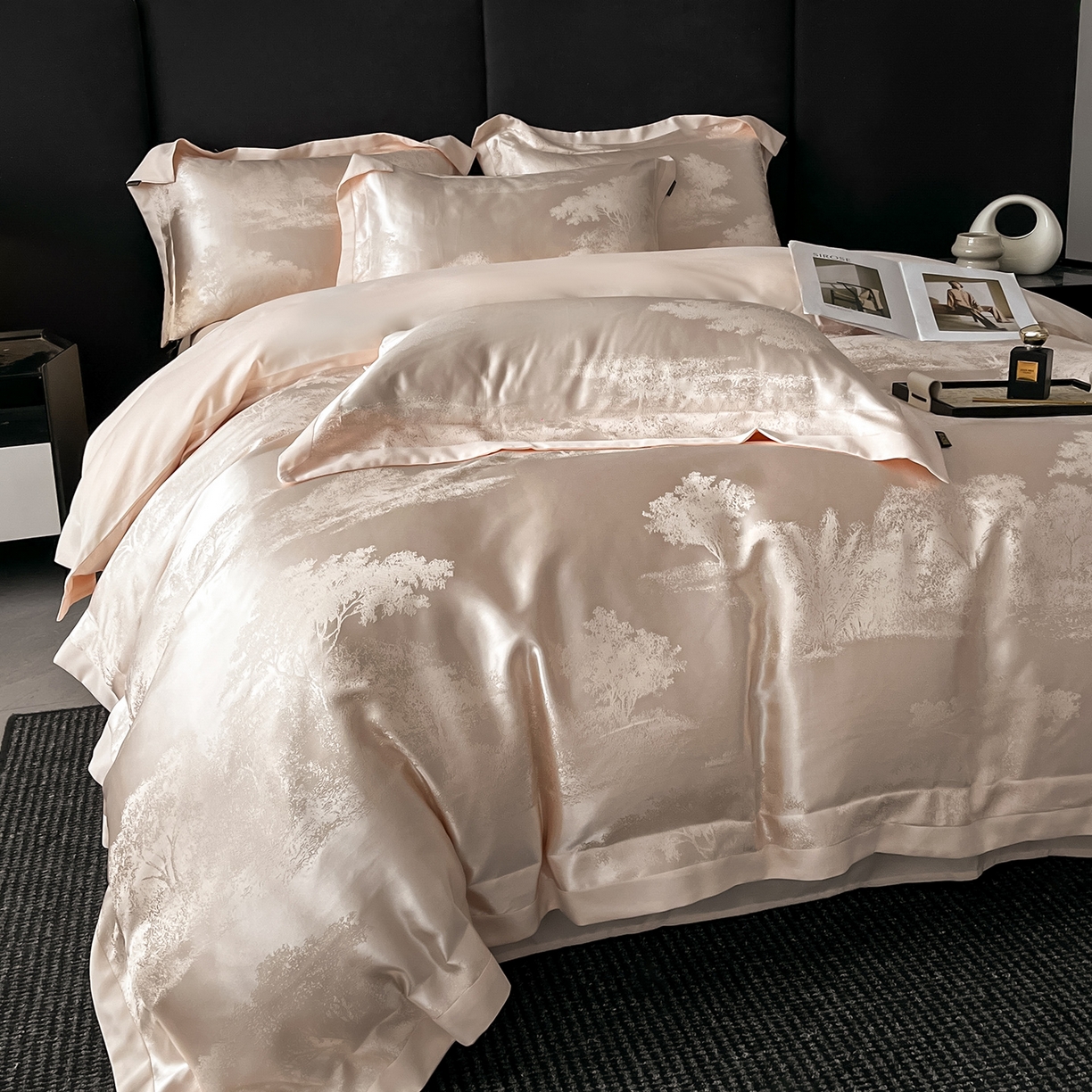 91家纺网 家纺一手货源 找家纺 置顶家纺 2025新款欧若拉亲肤提花四件套 欧若拉-玉