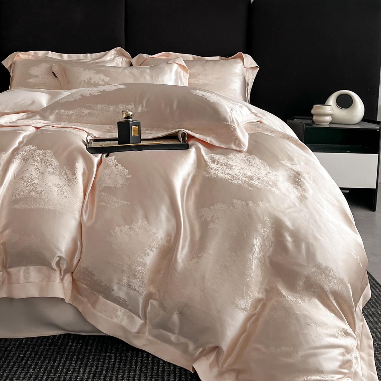 91家纺网 家纺一手货源 找家纺 置顶家纺 2025新款欧若拉亲肤提花四件套 欧若拉-玉