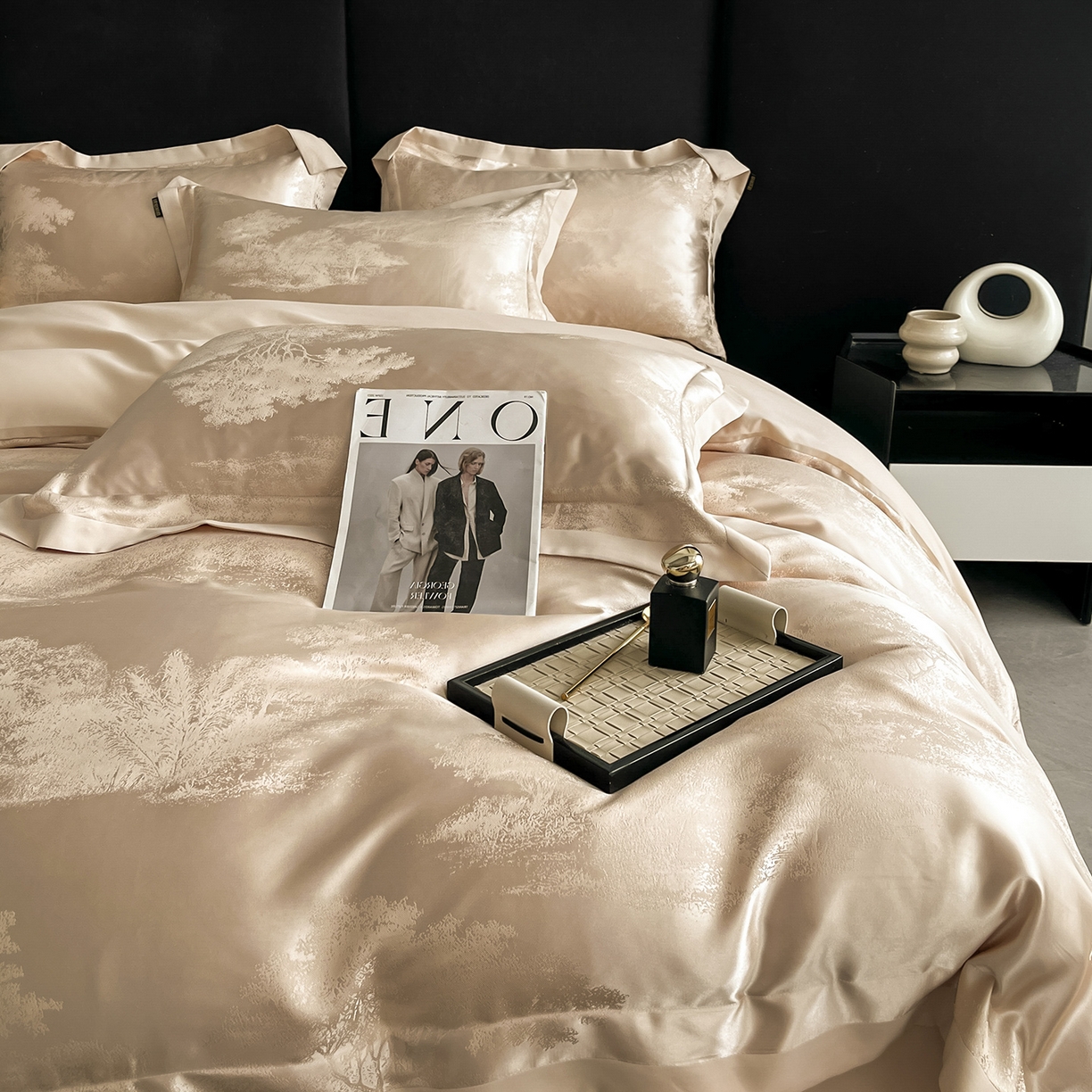 91家纺网 家纺一手货源 找家纺 置顶家纺 2025新款欧若拉亲肤提花四件套 欧若拉-香槟