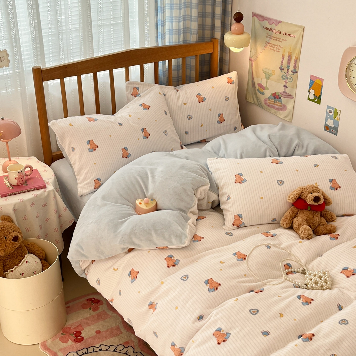 91家纺网 家纺一手货源 找家纺 蓝极人 2025新款牛奶绒印花四件套 D暖熊星芒