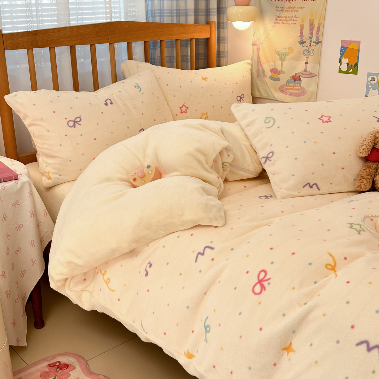 91家纺网 家纺一手货源 找家纺 蓝极人 2025新款牛奶绒印花四件套 D星彩梦