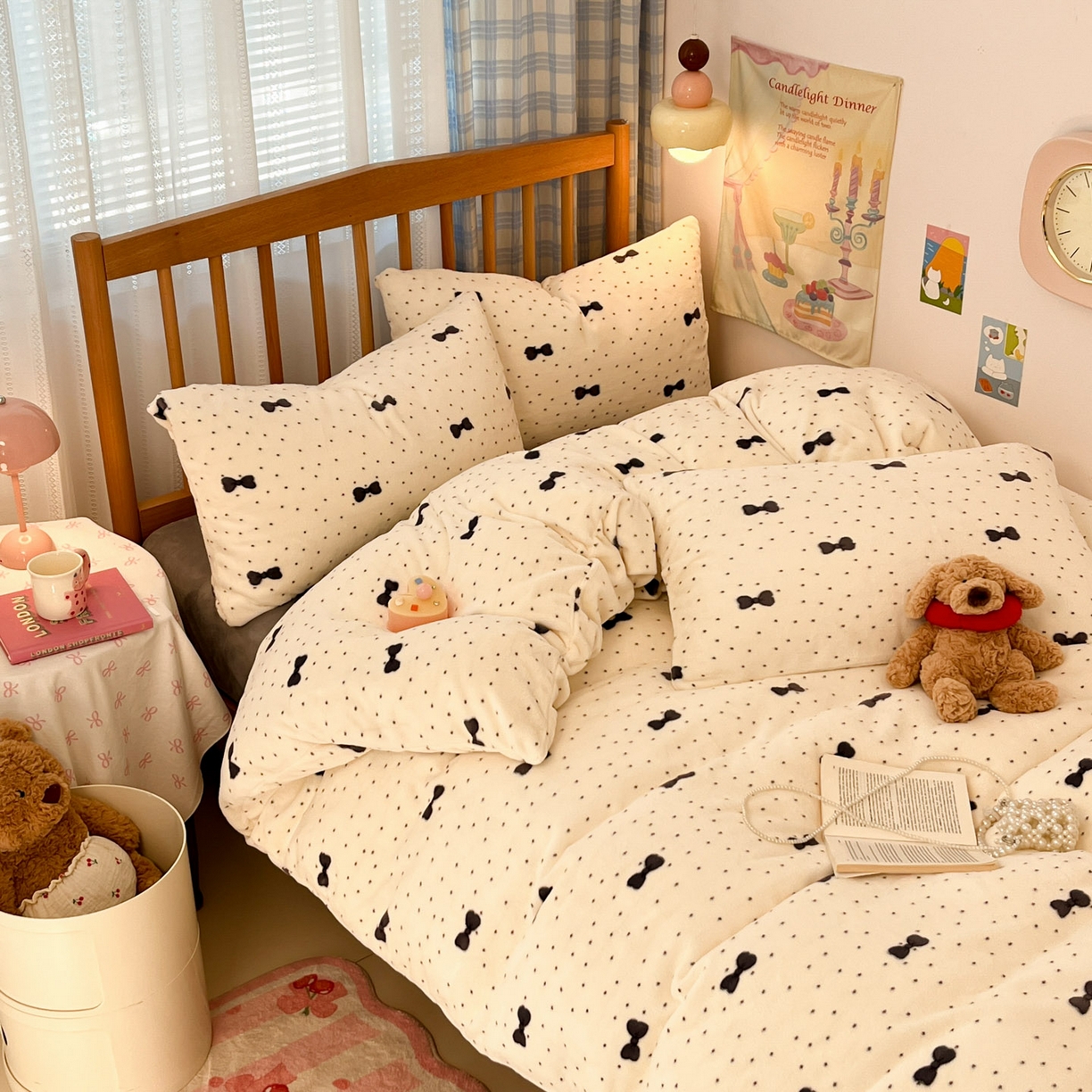 91家纺网 家纺一手货源 找家纺 蓝极人 2025新款牛奶绒印花四件套 D波点叠影