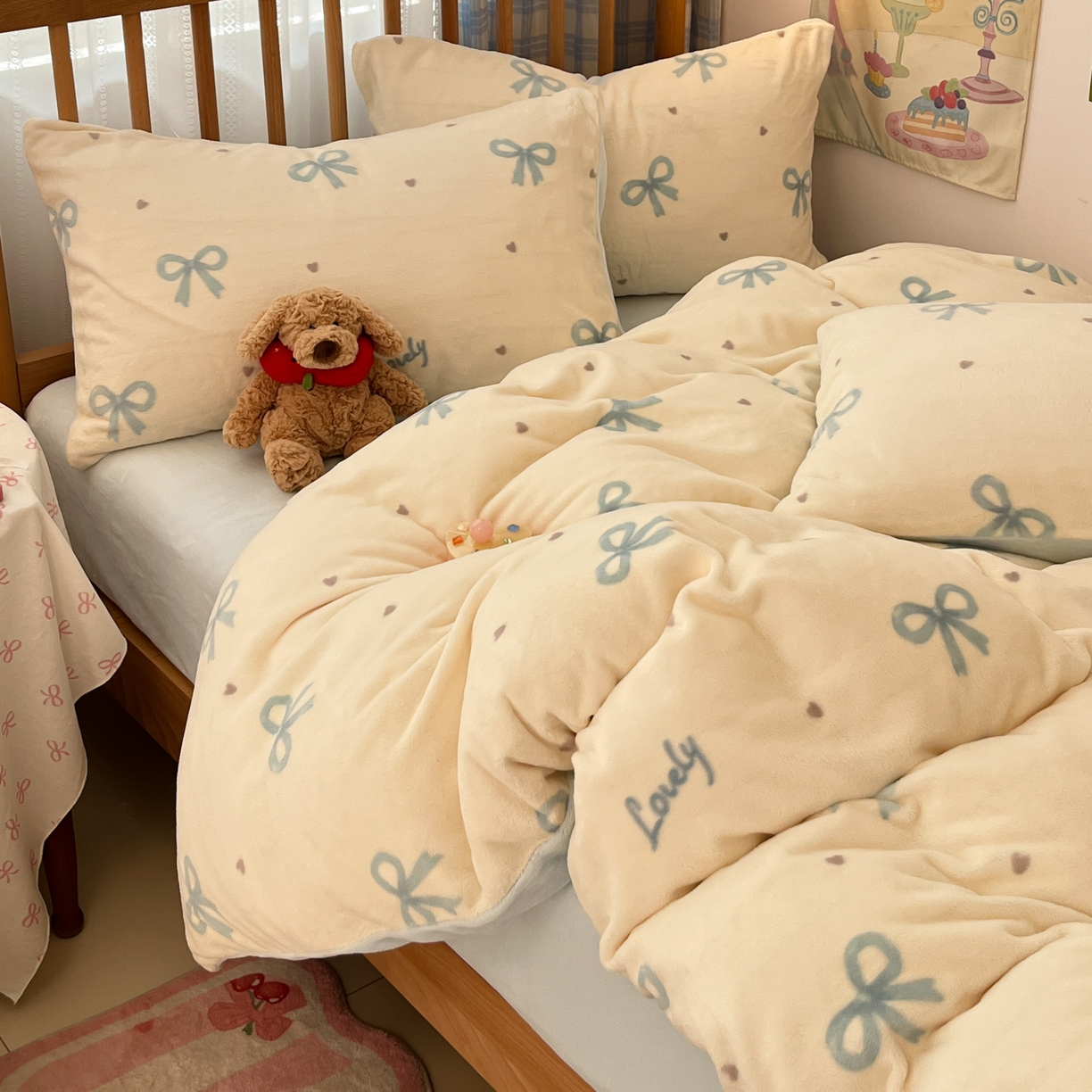 91家纺网 家纺一手货源 找家纺 蓝极人 2025新款牛奶绒印花四件套 D蓝调逸境