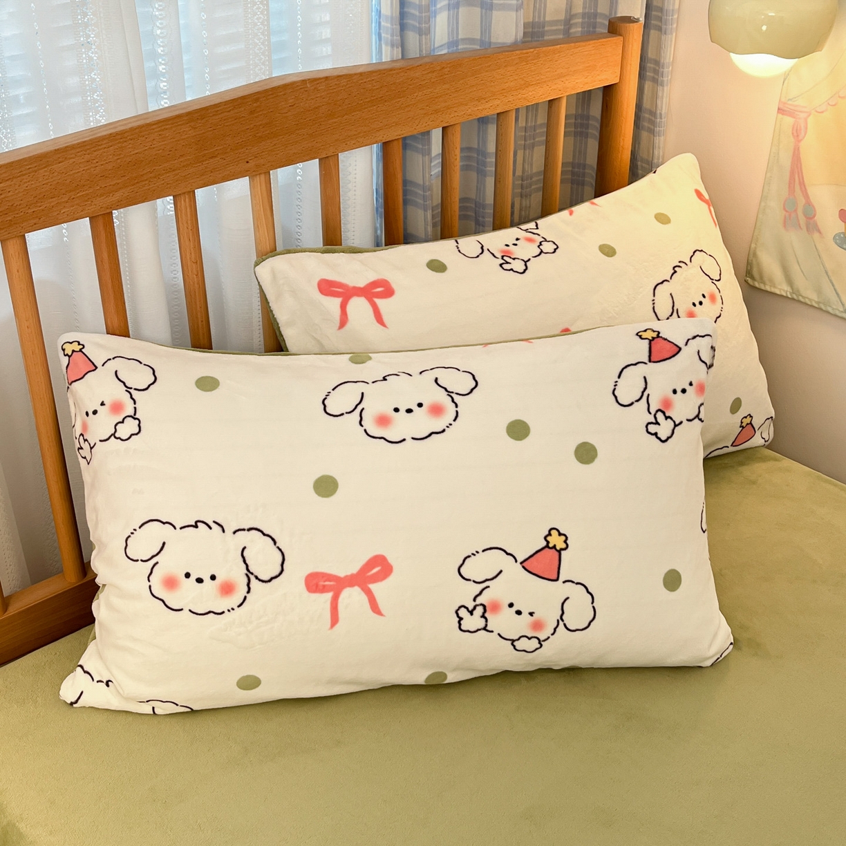 91家纺网 家纺一手货源 找家纺 蓝极人 2025新款牛奶绒印花四件套 D蝴蝶结狗